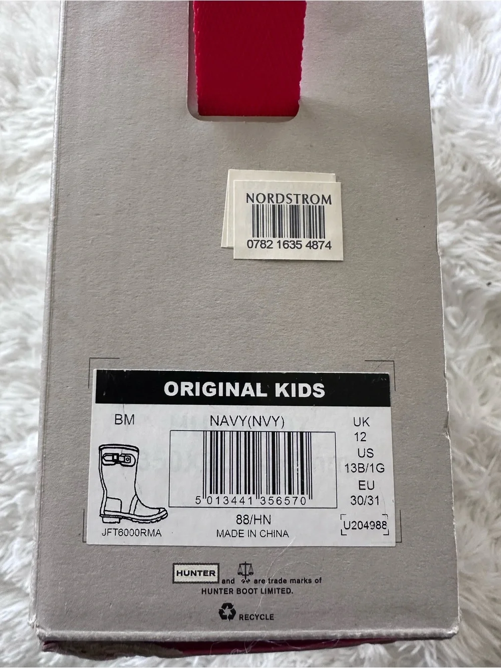 Used Hunter Kids Navy Rain Boots with Logo Trim size 13B/1G